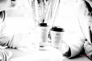 Groom Bride to be wedding coffee café